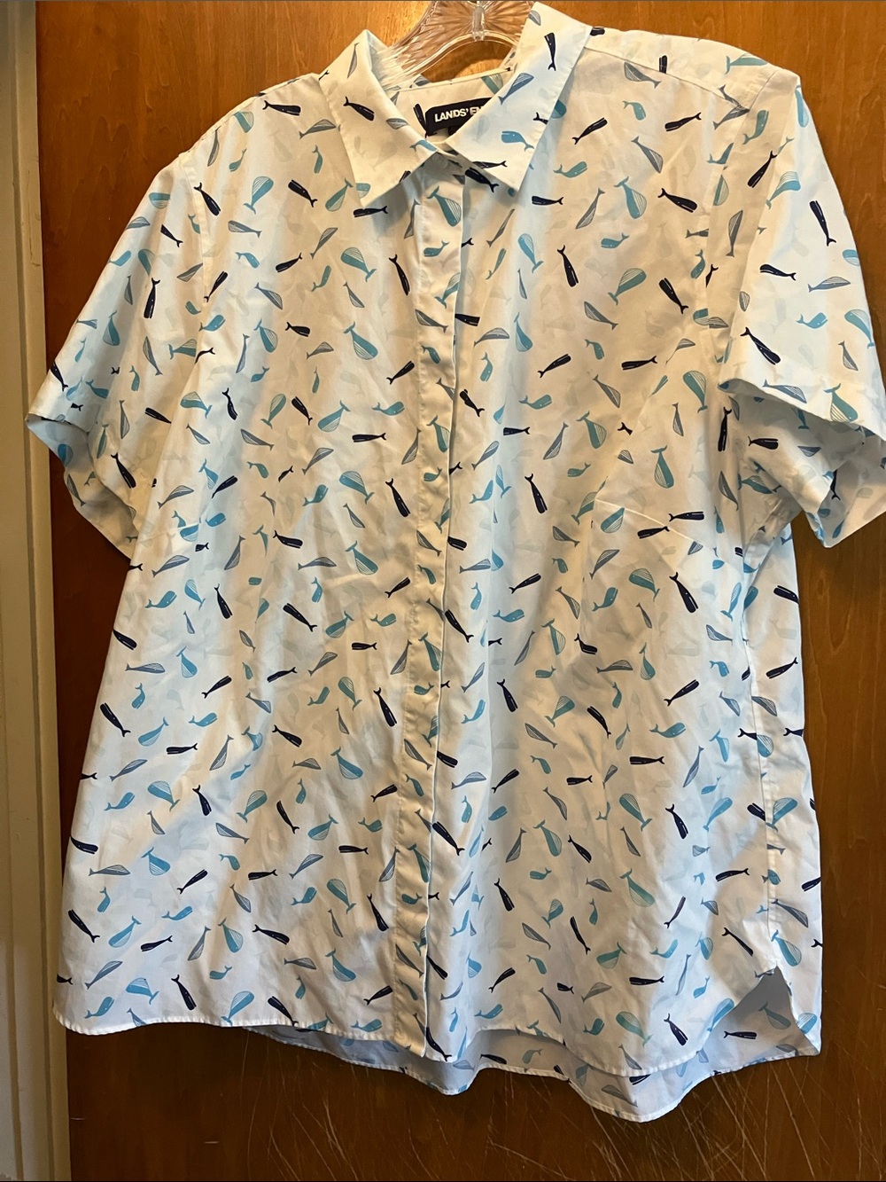 Lands’  End Women’s Supina Cotton Blouse Size 20 Whales